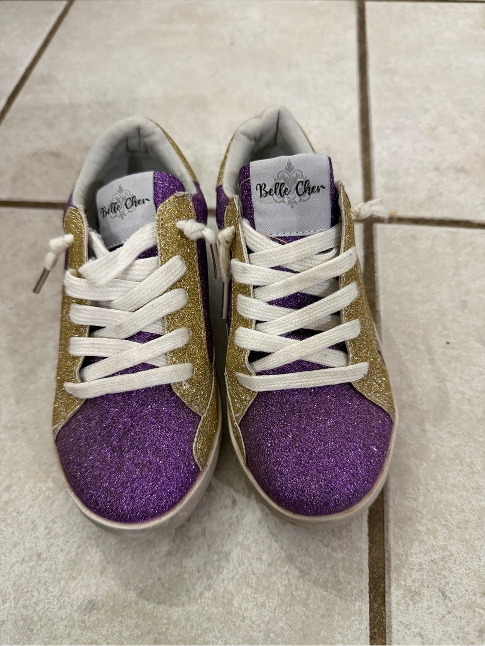Kids' Glitter Sneakers in Purple and Gold